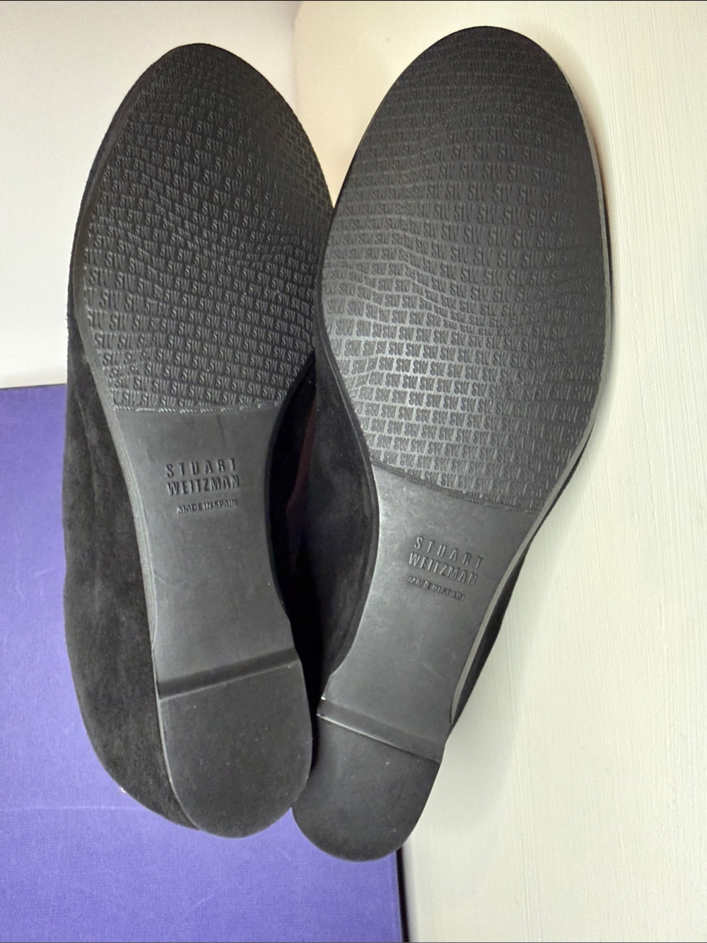 Stuart Weitzman Black Suede Sculpted Wedge Shoes Size 7 - Picture 7 of 8